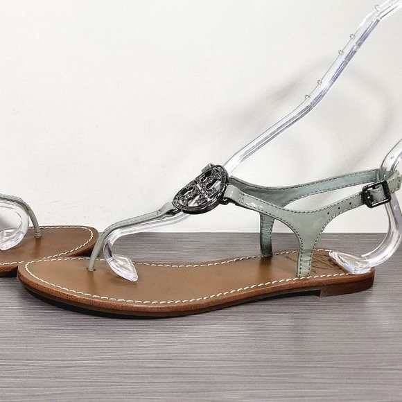Tory Burch Violet Thong Sandal, Light Grey Patent Leather, Womens Size 7 M - Picture 9 of 14